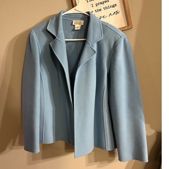 Talbots Woman’s Petite Powder Blue 100% Wool Jacket Size 16W - Picture 1 of 4